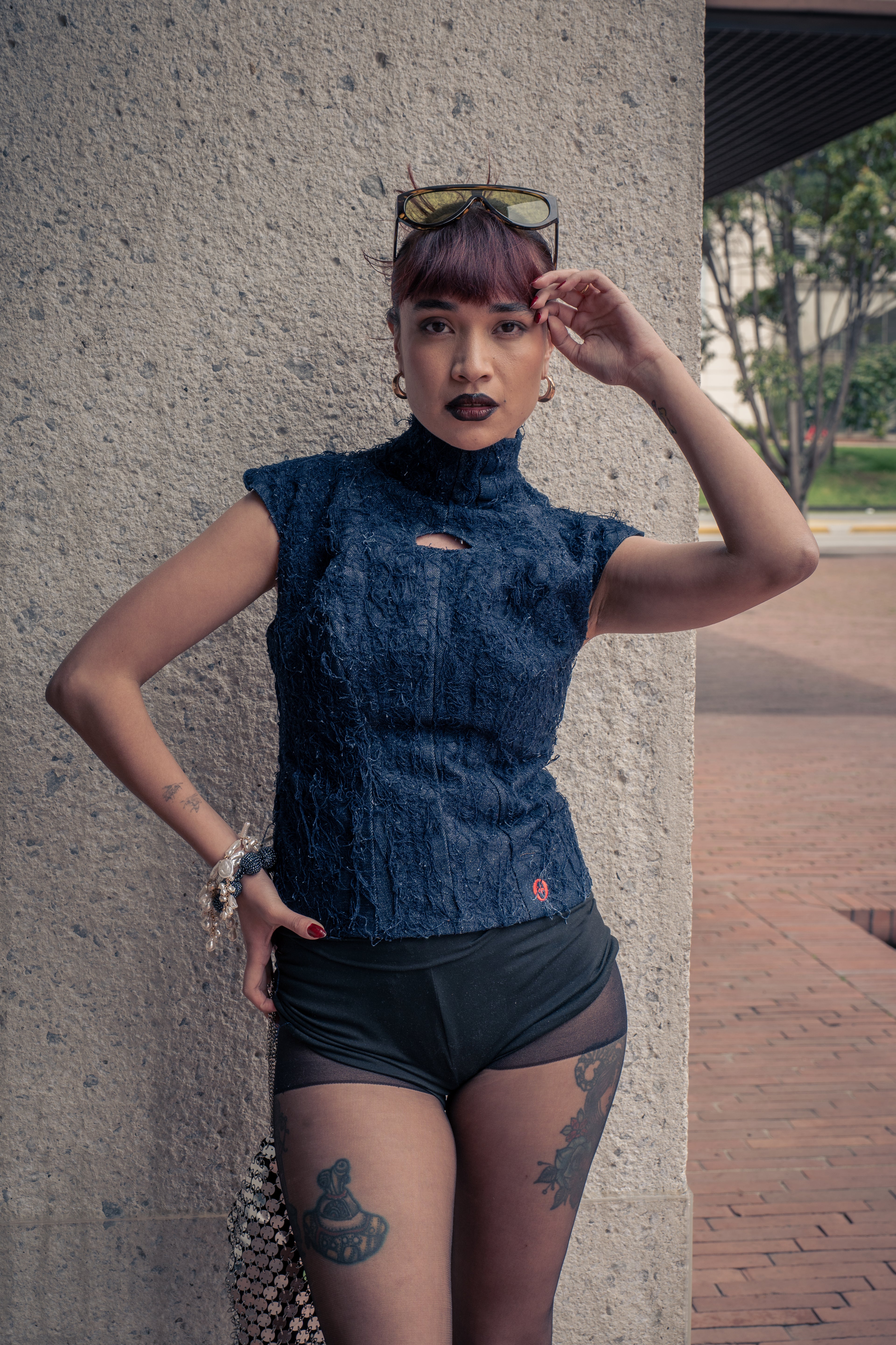 Denim Fuzzy Fitted Top-PRE ORDER