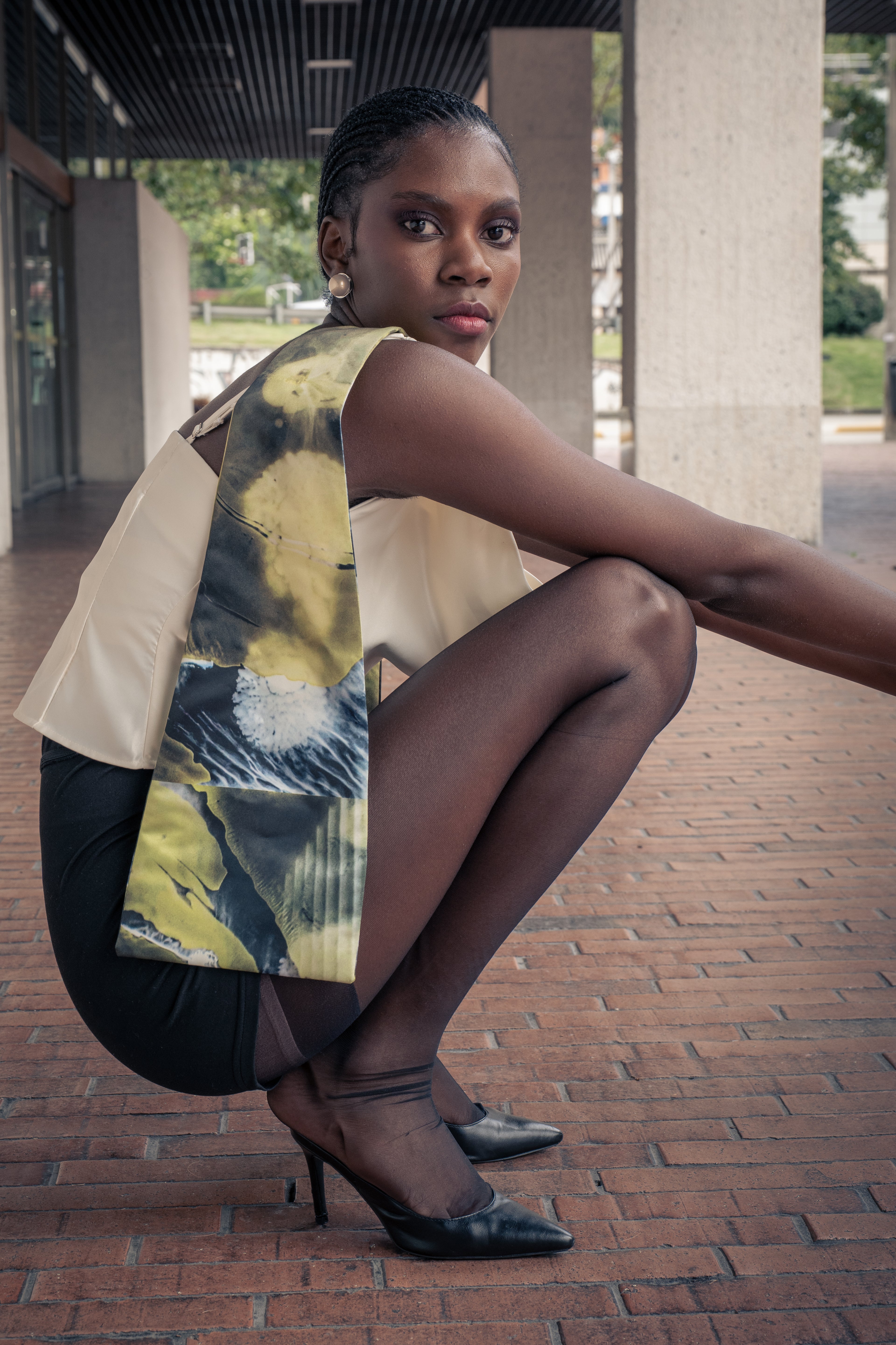 Ivory Draped Scarf Top