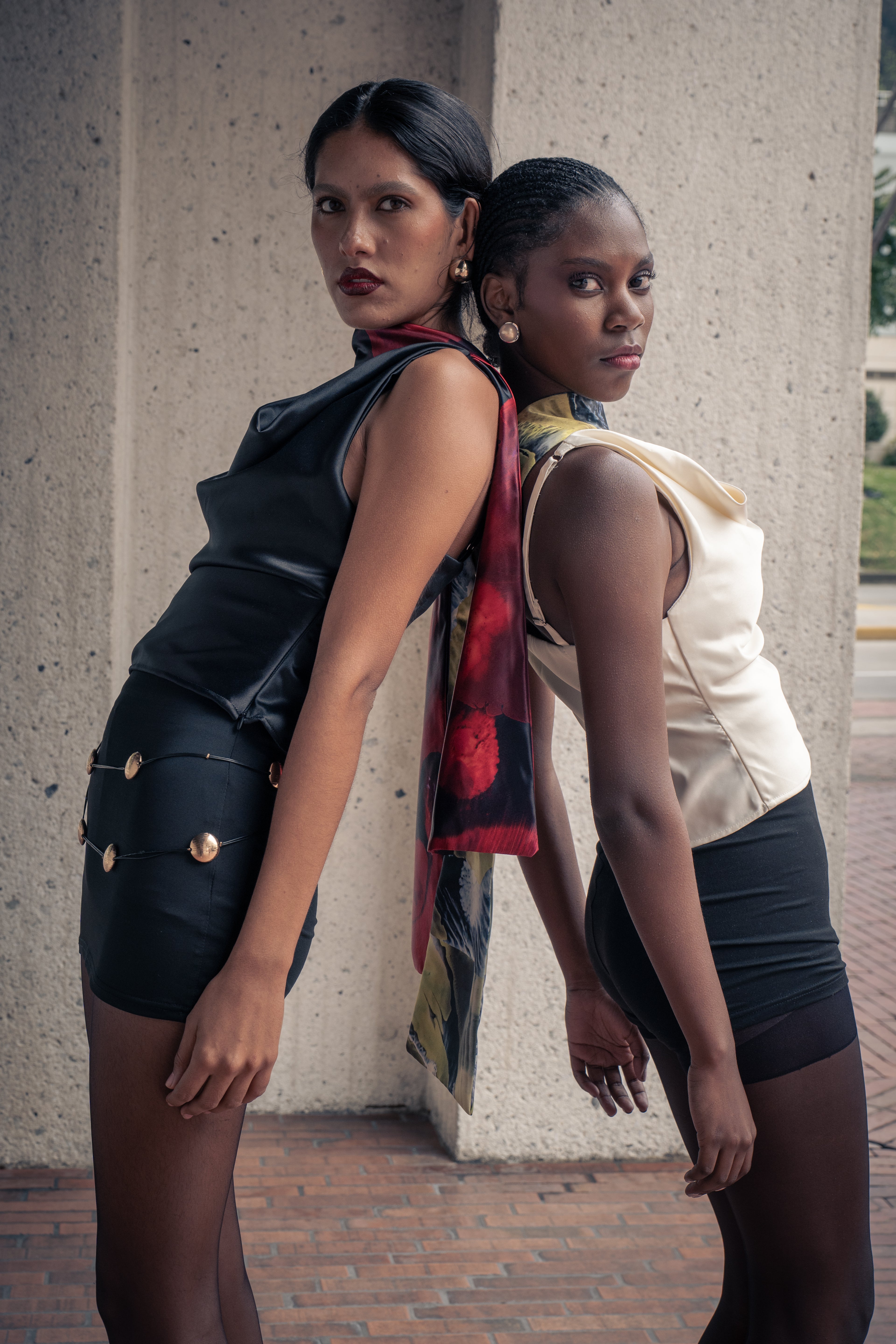 Black Marbled Scarf Top
